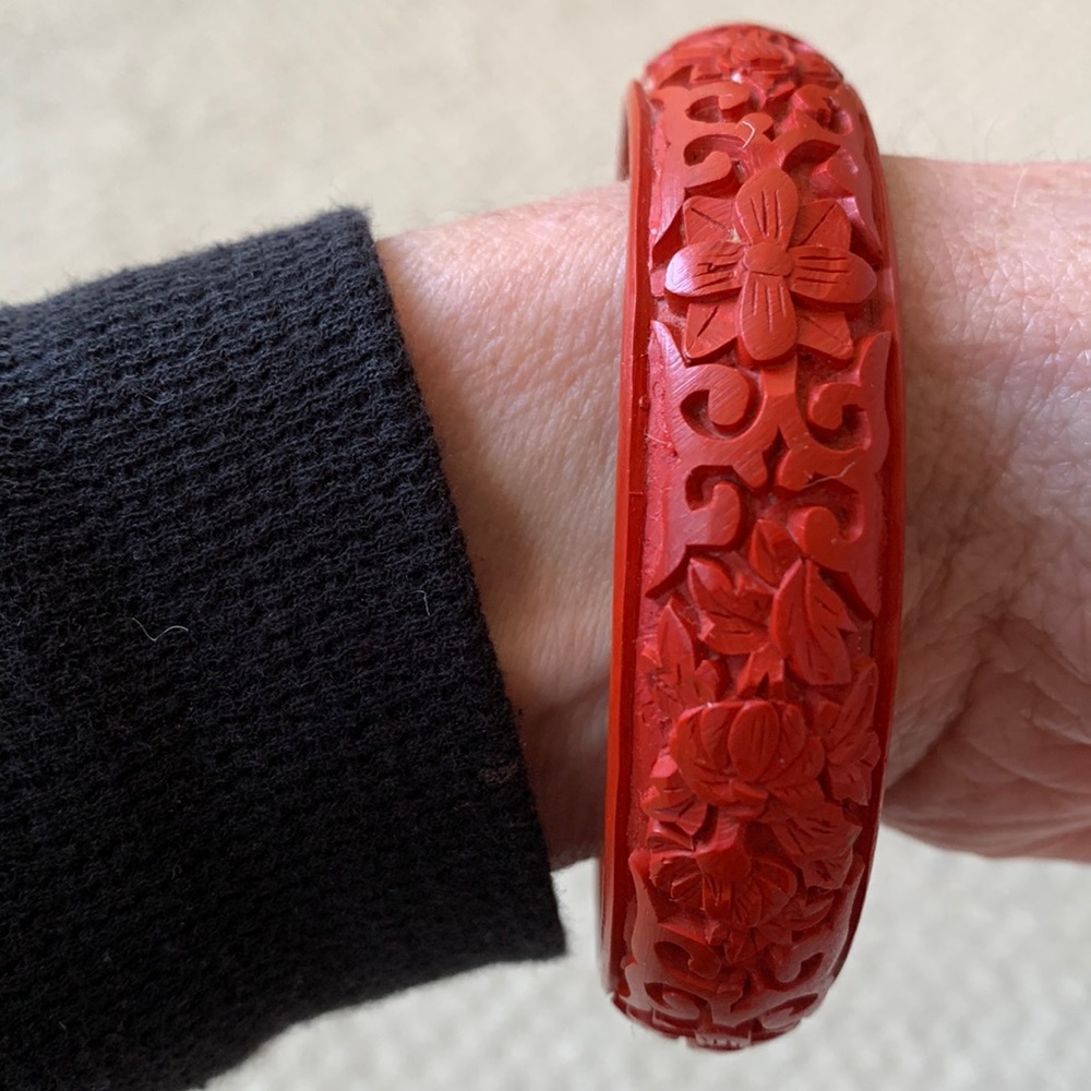 Vintage hand carved red bracelet